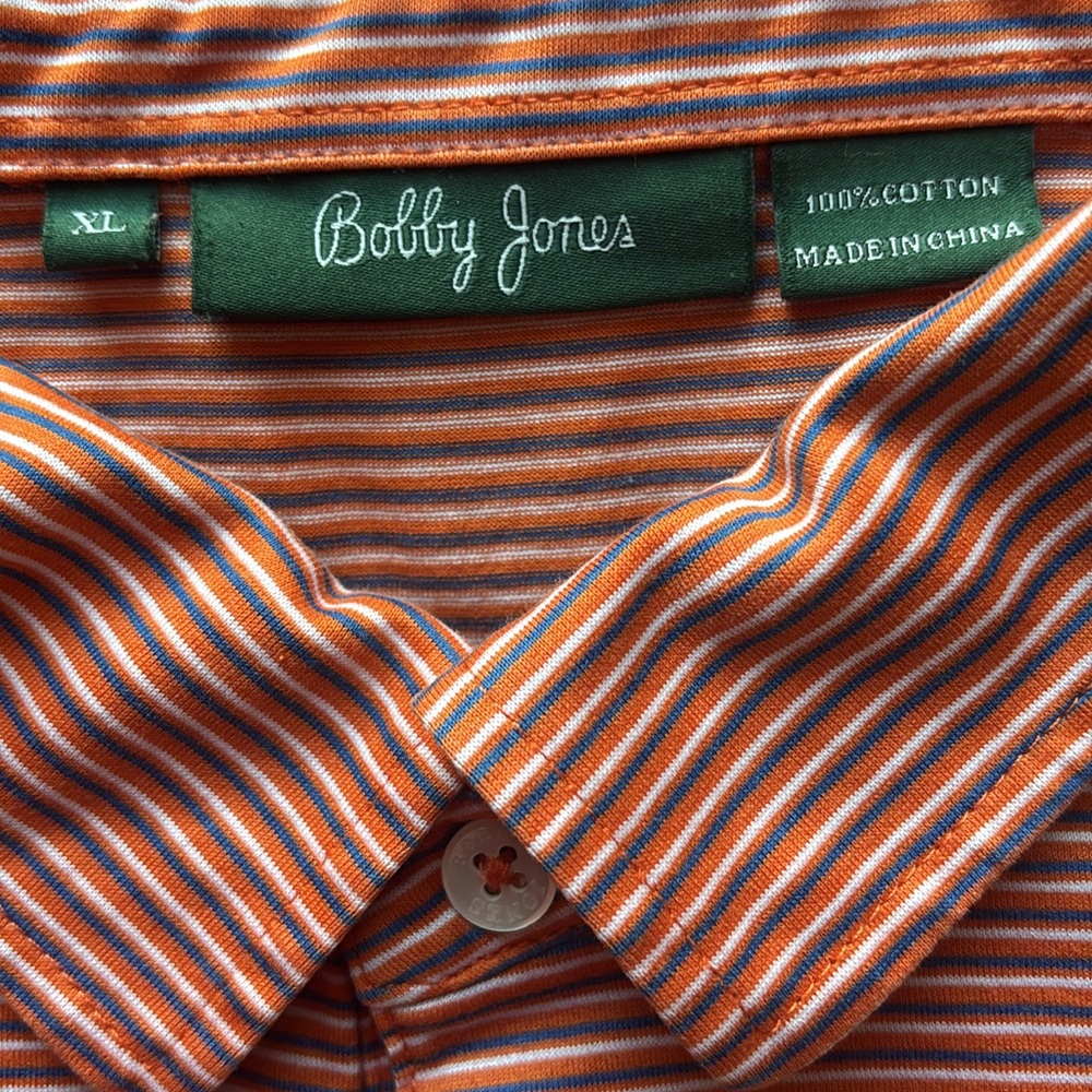 Bobby Jones Orange and Blue Striped Polo Shirt